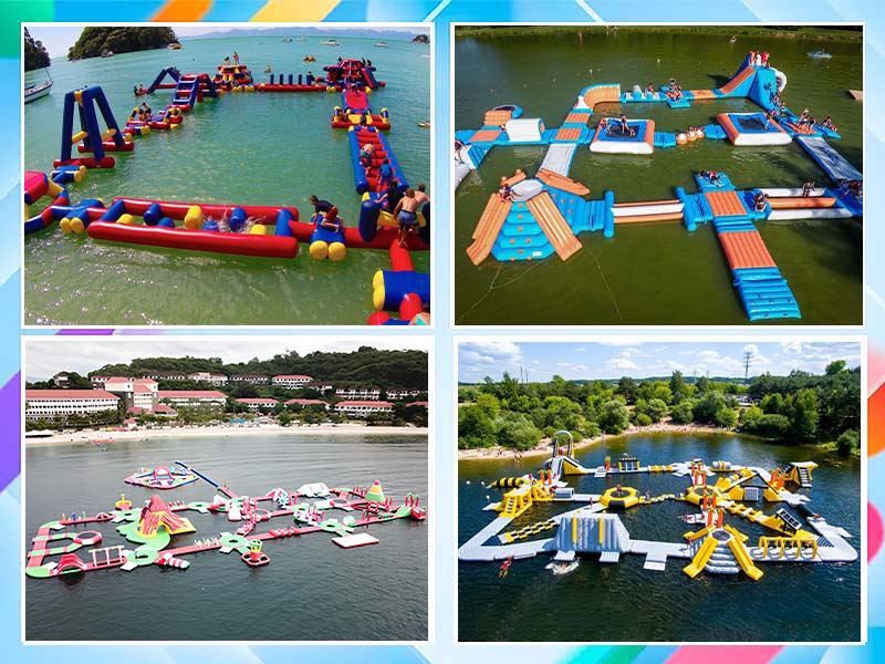 large inflatable floating water park