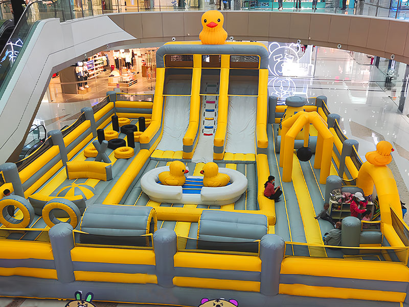 Giant yellow duck inflatable park are the perfect combination of mall adventure and endless fun