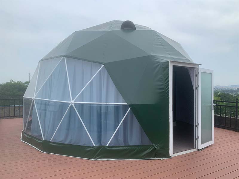 Our large glamping geodesic dome tent elevates your outdoor experience.