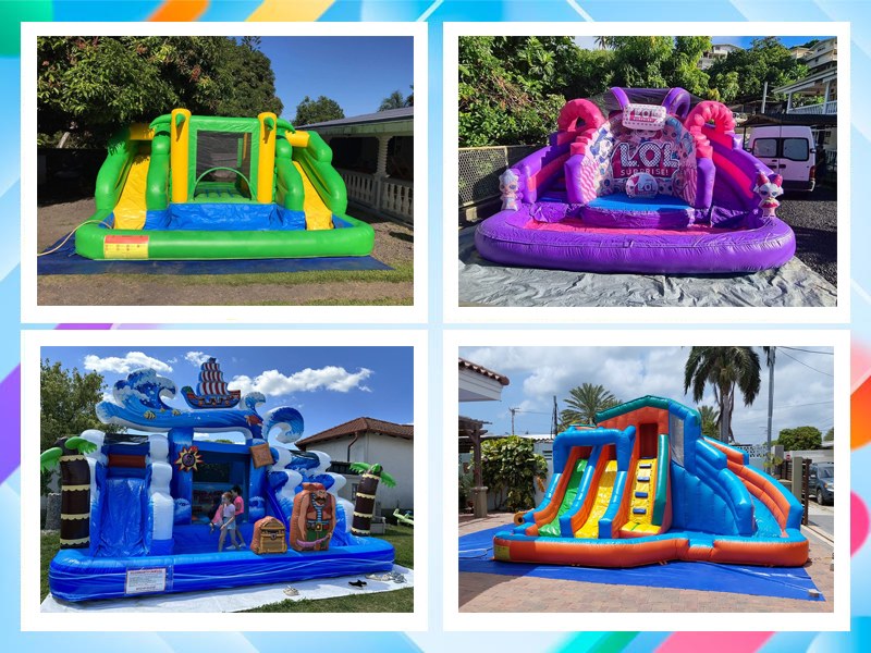 children's inflatable bouncy castles with slides and water